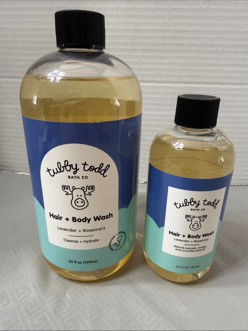 Tubby Todd Bath Co Hair & Body Wash for Baby Lavender + Rosemary Set of 2 New